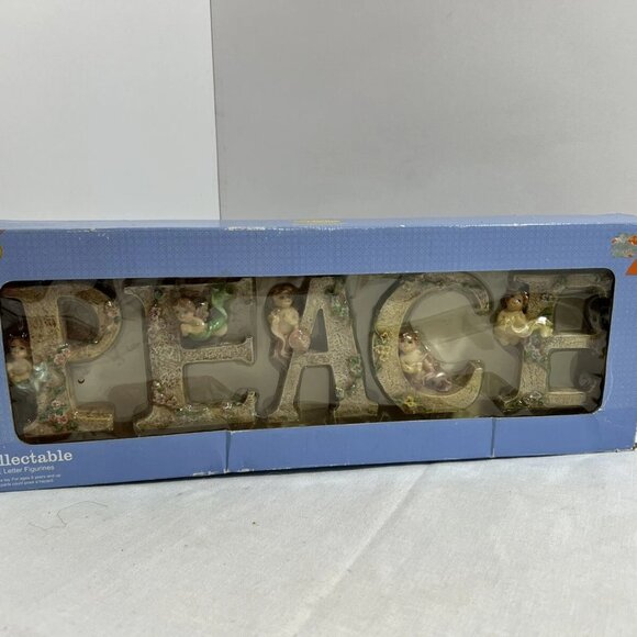 CLASSIC TREASURES PEACE 4” LETTERS with ANGELS FIGURINES DECOR - Picture 8 of 10